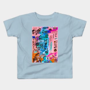 Pink Street Graffiti Style NYC Sticker Tags Kids T-Shirt